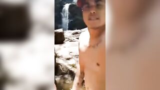 Cutie cougar taking Huge Puerto Rican Penis under Waterfall