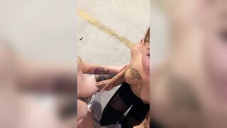 two GIRLS CUMSWAP INTO MALL PARKING LOT