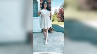 Pulling up my Dress to Performance off my Naked Body before Spraying