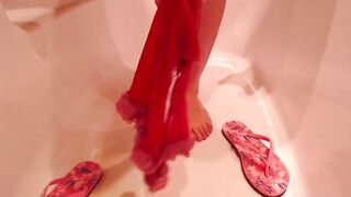 Peeing on Underwear and Foot, Crazy Smelly Toes, Lick Them, Slaves