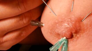 Needle nipple fucking