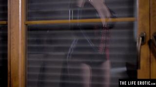 Crazy oriental babe sticks love nuts into her vagina to