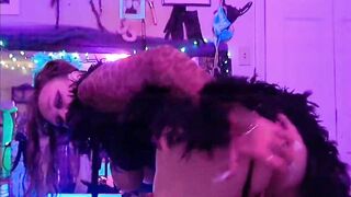Goddess Web Cam cougar Kitty has Trouble with Dildo into her Butt, uses