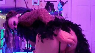Goddess Web Cam cougar Kitty has Trouble with Dildo into her Butt, uses