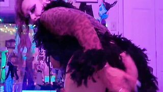 Goddess Web Cam cougar Kitty has Trouble with Dildo into her Butt, uses
