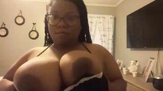 African cougar Plays with Long Jugs