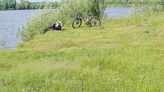 Jerk off a penis near a stranger women into outdoor