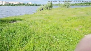 Jerk off a penis near a stranger women into outdoor