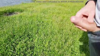 Jerk off a penis near a stranger women into outdoor