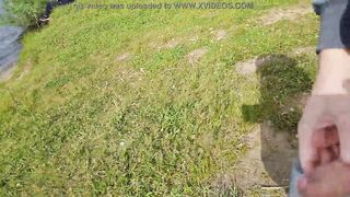 Jerk off a penis near a stranger women into outdoor