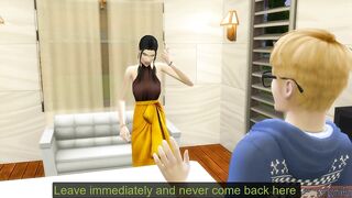 eastern Milf Offer Sensual Grind To Her Son Who Visited