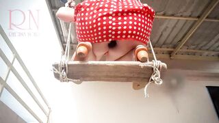 Depraved Housewife Swinging with Lingerie on a Swing