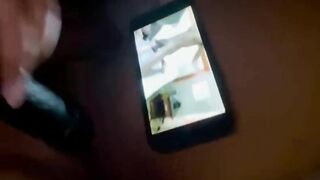 Crazy Tatted African Fucks her Vagina Watching Porn