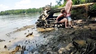Thick ex-wife pounded into the mud on a nature walk