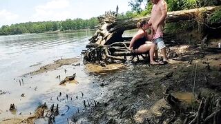 Thick ex-wife pounded into the mud on a nature walk