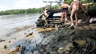 Thick ex-wife pounded into the mud on a nature walk