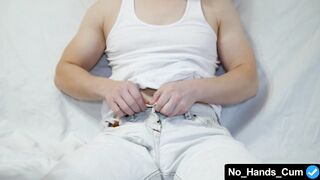 Dude Into White T-Shirt And White Jeans Masturbates A Huge
