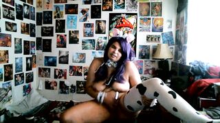 Thick and Turned On Bunny Skank Gets Naked her Cow Costume and Plays with
