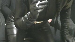 Smoking Fiance into Leather Gloves and Catsuit Fucking Hand Job Creampie Promo