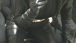 Smoking Fiance into Leather Gloves and Catsuit Fucking Hand Job Creampie Promo