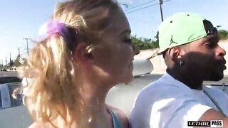 Beauty beautifull blonde gets plowed by african dude with a