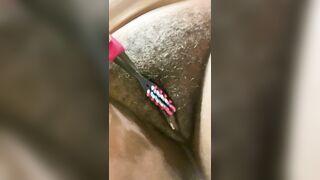 Vibrating Toothbrush Making my Twat Drip Cum