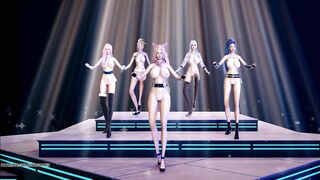 MMD EVERGLOW - ADIOS Nude Dance KDA Ahri Akali Kaisa Seraphine Evelynn