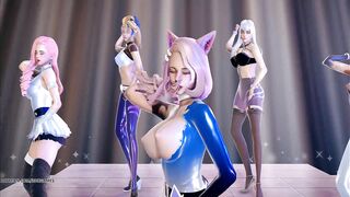 MMD EVERGLOW - ADIOS KDA Ahri Akali Kaisa Seraphine Evelynn Goddess Striptease