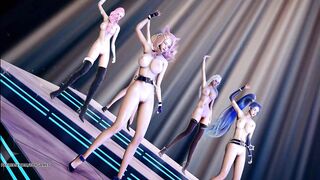 MMD EVERGLOW - ADIOS KDA Ahri Akali Kaisa Seraphine Evelynn Goddess Striptease
