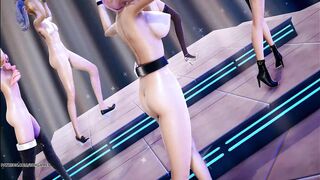 MMD EVERGLOW - ADIOS KDA Ahri Akali Kaisa Seraphine Evelynn Goddess Striptease