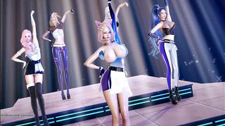 MMD EVERGLOW - ADIOS KDA Ahri Akali Kaisa Seraphine Evelynn Goddess Striptease