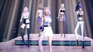 MMD EVERGLOW - ADIOS KDA Ahri Akali Kaisa Seraphine Evelynn Goddess Striptease