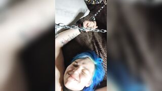 Gothic BBW Sub Chained Up, Facefucked and Left Soak