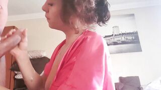Curly Haired mom Blowing and Jerking my Penis till I Cum
