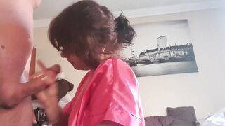 Curly Haired mom Blowing and Jerking my Penis till I Cum