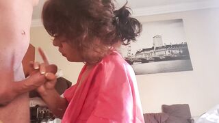 Curly Haired mom Blowing and Jerking my Penis till I Cum