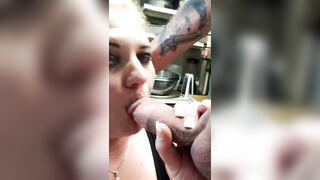 Blowing Strange Penis inside a Restaurant Kitchen
