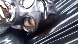 Pvc women Full into Ebony Pvc and Gasmask Chill Outs Outdoors into