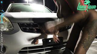 Lana Lava Masturbates inside the Middle of Big Outdoor Parking Lot