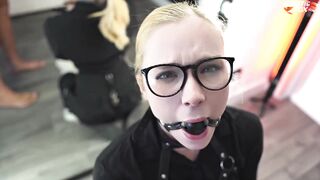 Hottie bimbos Gagged had Passionate Sex and Deep Blowing Cock