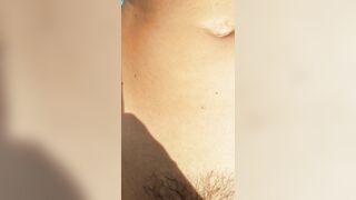 Close up Unshaved Snatch Cumshot outdoor with Cars Passing by