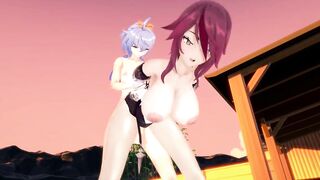 Futa Genshin Impact - Rosaria gets creampied by Ganyu -