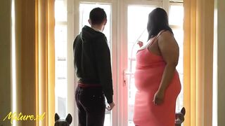 Big Boobed BBW African Fucks Her Gardener For a Little Discount
