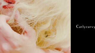 Blonde Smoking and taking Top off Slowly