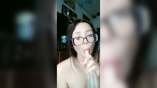 PAWG Deep Throats her Sex Toy an does a Lil JOI Fof Fans