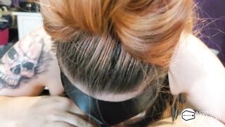 (pov) Mary give a Sloppy and Close up Bj Finishing with a