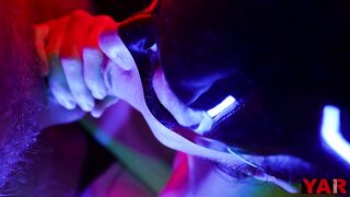 Gentle Oral Sex from Masked Lady Cat Cum inside Mouth