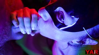 Gentle Oral Sex from Masked Lady Cat Cum inside Mouth