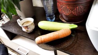 mom Secretary with Zucchini and Carrots into Soak Old Twat... Vaginal Testing
