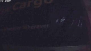 Doggyfuck in front of a truck driver